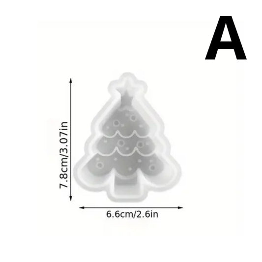 NA077MS -Forma de Silicone Epoxi - Árvore de Natal | Floco de Neve |Boneco de Gengibre