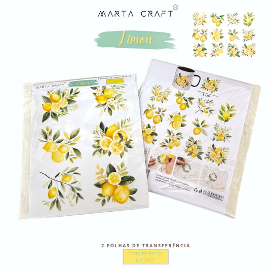 12pcs Papel de Transferência UV DTF com Tema de Limão