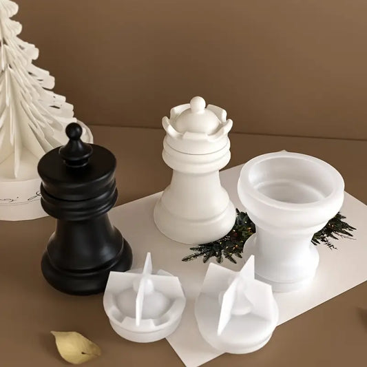 BP089MS - Molde Silicone 2 Suportes Velas Peças Xadrez