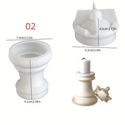 BP089MS - Molde Silicone 2 Suportes Velas Peças Xadrez