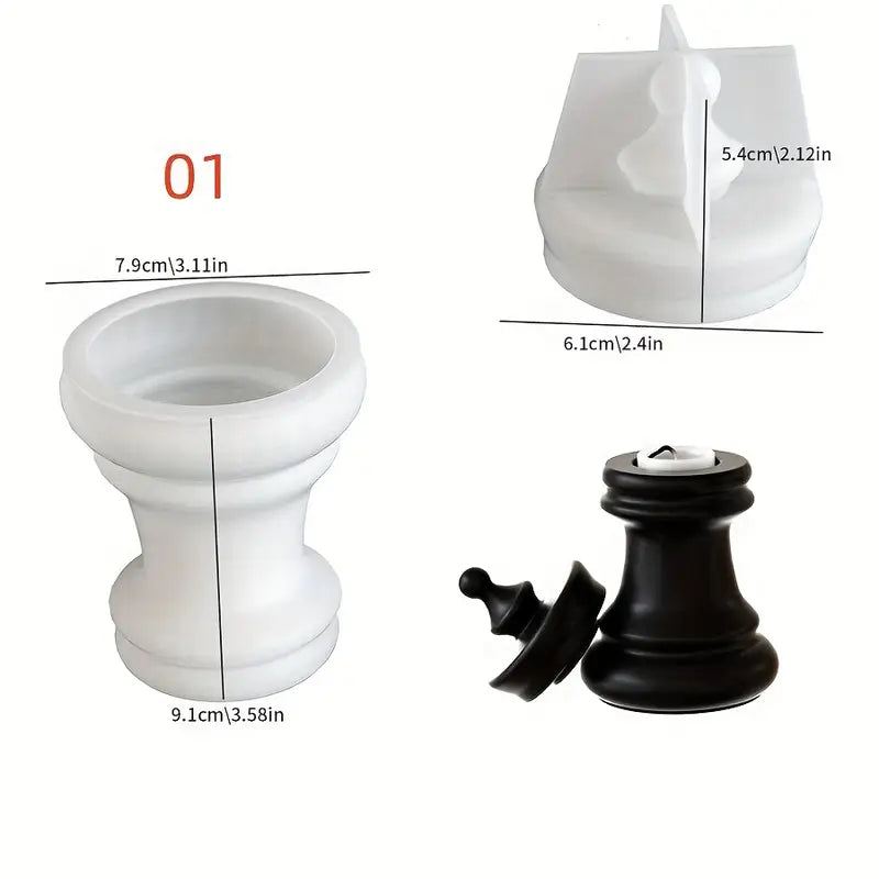 BP089MS - Molde Silicone 2 Suportes Velas Peças Xadrez