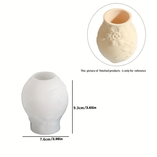 BP095MS - Molde Silicone Vaso Flores Padrão Relevo