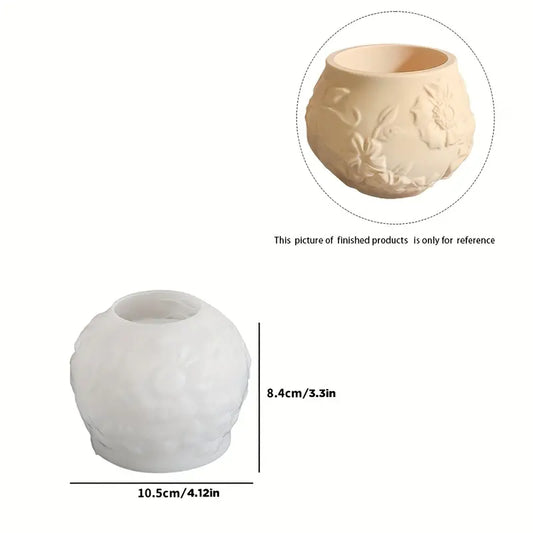 BP096MS - Molde Silicone Vaso Flores Suculentas Padrão Relevo