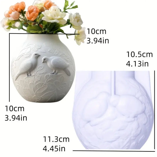 BP097MS - Molde Silicone Vaso Planta Relevo Pomba Branca