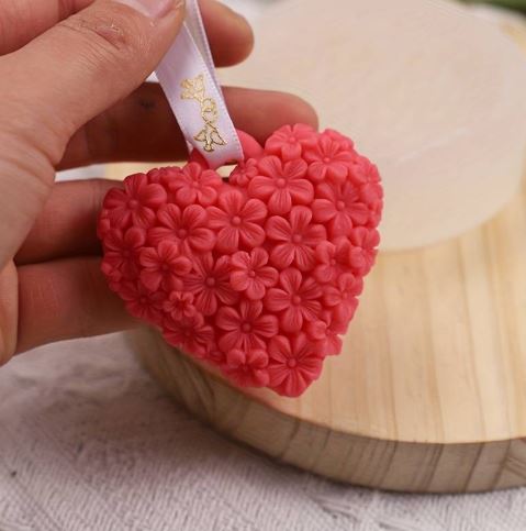 CA025MS - Molde pingente Coração texturizado flor