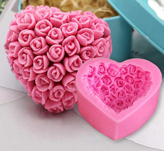 CA026MS - Molde pingente Coração texturizado flor