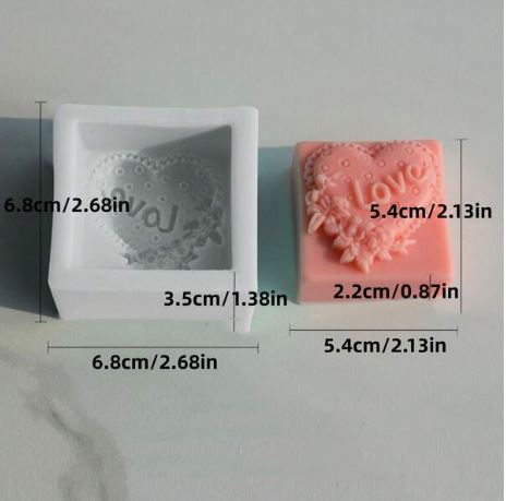 CA027MS - Molde Sabão Coração Love texturizado flor