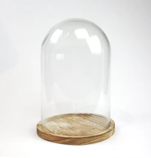Cúpula de Vidro 30 cm c/ Base de Madeira |  ø16cm
