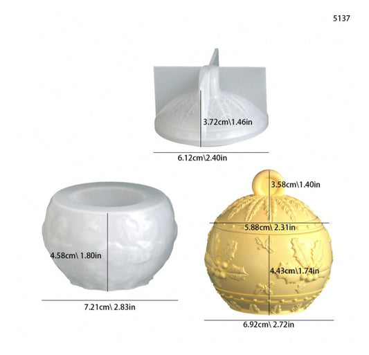 NA009MS - Molde Silicone Pote Velas Flor Natal - 2 Peças