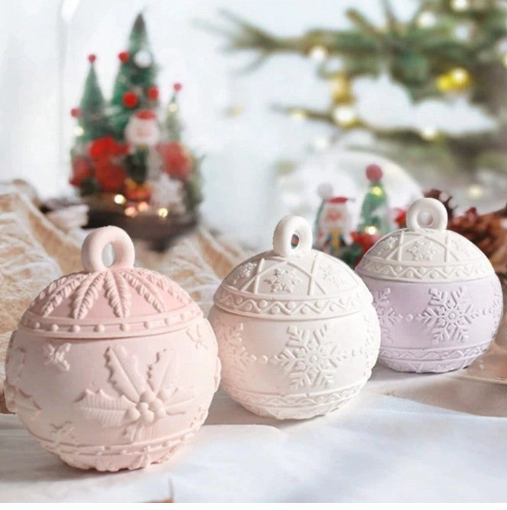 NA009MS - Molde Silicone Pote Velas Flor Natal - 2 Peças