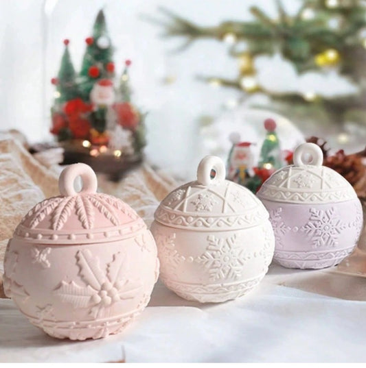 NA009MS - Molde Silicone Pote Velas Flor Natal - 2 Peças