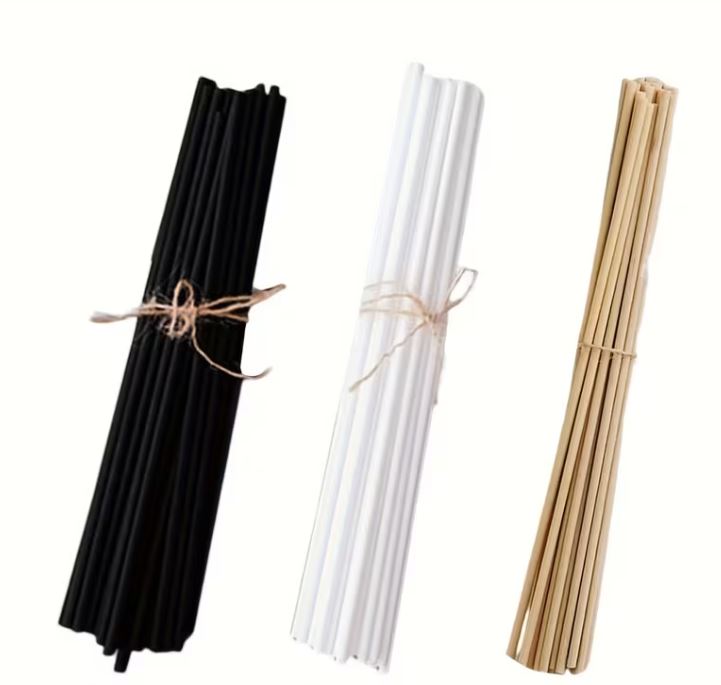 Varetas de Fibra para Mikado 200 × 3 mm – 12 Unidades – Natural/Branco/Preto