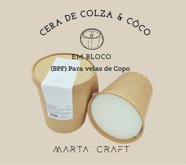 Cera de Colza com Coco (Bloco) - P/ Velas Recipiente - PFMB