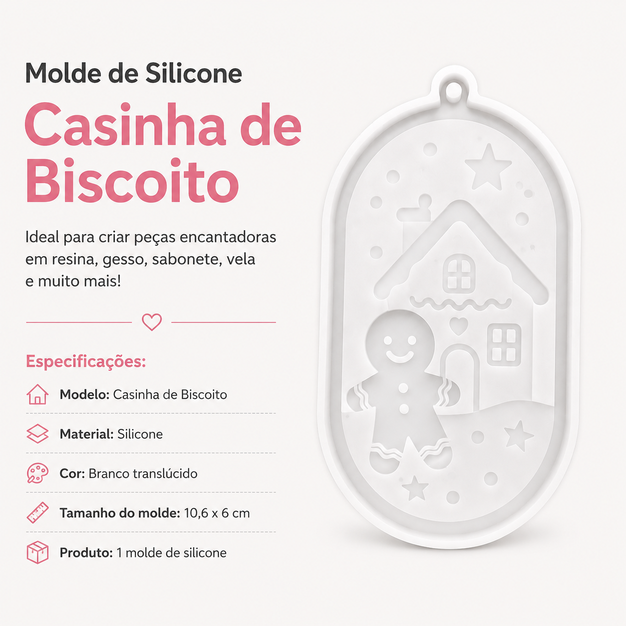 NA047MS - Molde de Silicone Casinha de Biscoito