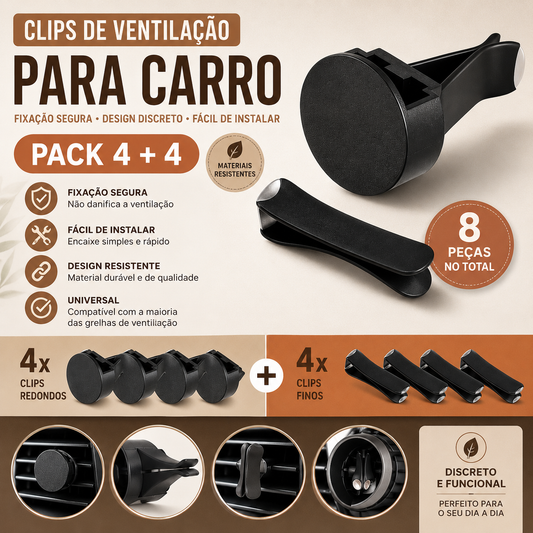 Clips de Ventilação para Carro – Pack 4 + 4 (8 Peças)