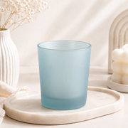 Copo para Velas em Vidro Azul Fosco Translúcido 180 ml