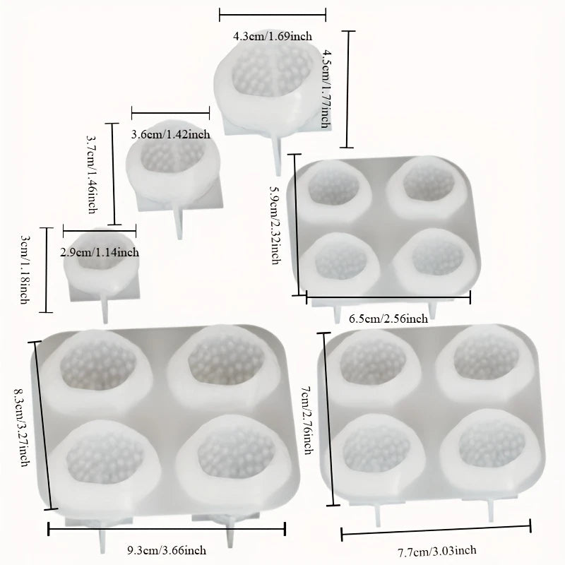 D103MS  - Molde Silicone Morangos 3D S/M/L