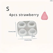 D103MS  - Molde Silicone Morangos 3D S/M/L