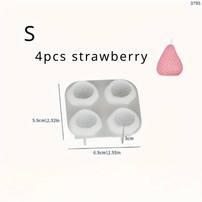 D103MS  - Molde Silicone Morangos 3D S/M/L