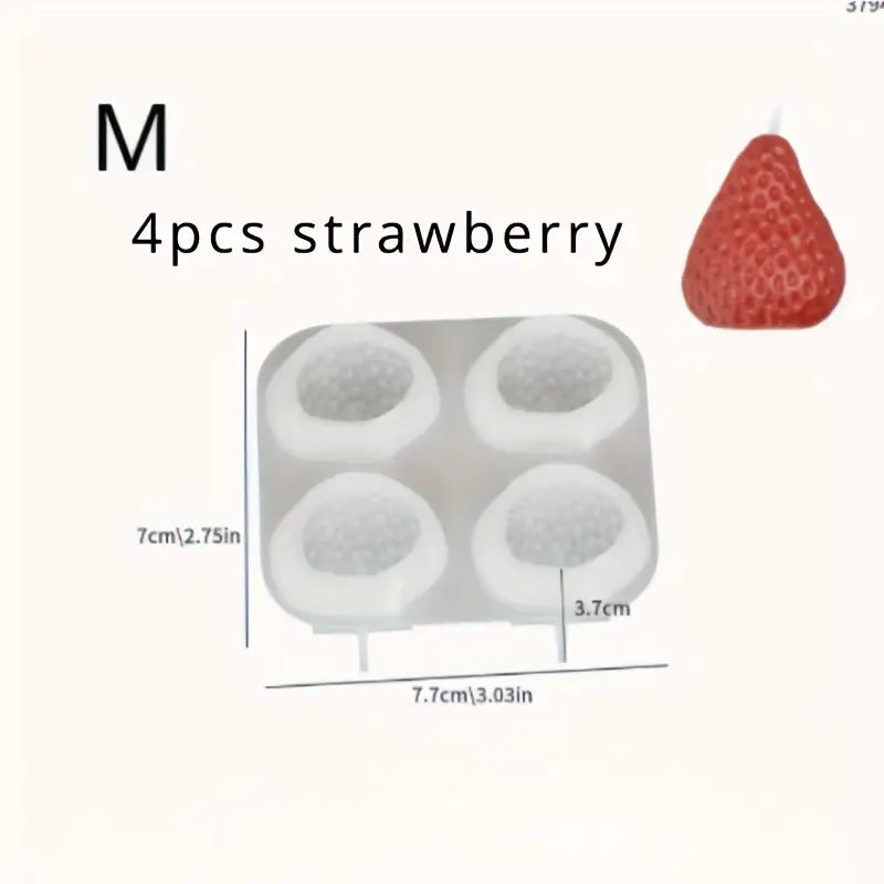 D103MS  - Molde Silicone Morangos 3D S/M/L