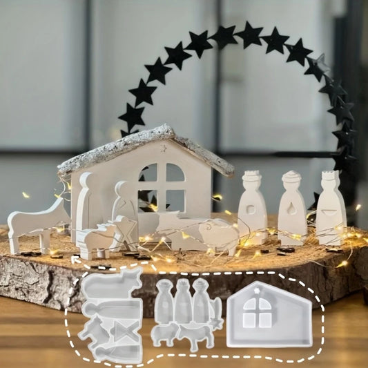 EP117MS - Molde Epoxi 3 Peças Presépio- Natal