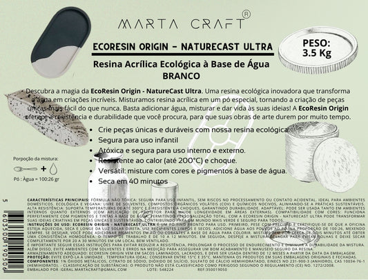 RV RESINA ORGÂNICA - 3.5KG - ECORESIN ORIGIN - NATURECAST ULTRA -MARTA CRAFT ® - BRANCO Formato Balde