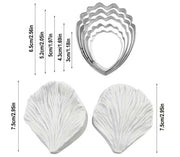 F111MS-  Conjunto de 5 Cortadores de Aço Inoxidável para Peônia + 2 Formas de para Fondant = Kit de 7 Peças.