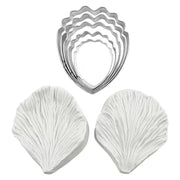 F111MS-  Conjunto de 5 Cortadores de Aço Inoxidável para Peônia + 2 Formas de para Fondant = Kit de 7 Peças.