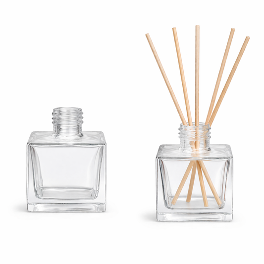 Frasco Vidro 100 ml Transparente Difusor Quadrado