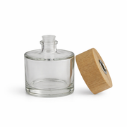 Frasco Vidro Difusor Redondo 100 mL c/ Tampa de Madeira