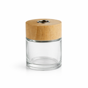 Frasco Vidro Difusor Redondo 100 mL c/ Tampa de Madeira