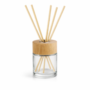 Frasco Vidro Difusor Redondo 100 mL c/ Tampa de Madeira
