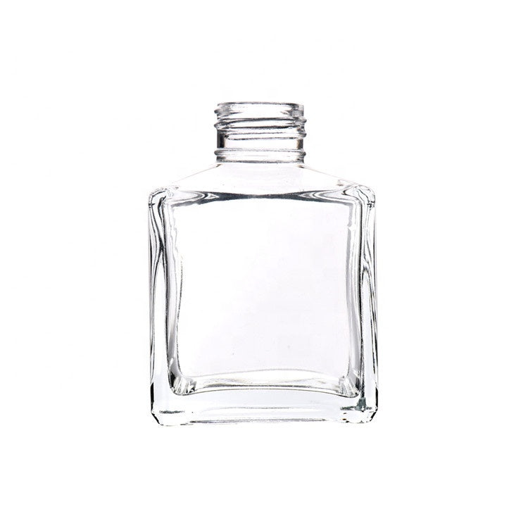 Frasco Vidro Transparente difusor quadrado + Tampa Conta rosa gold  50ml/100 ml