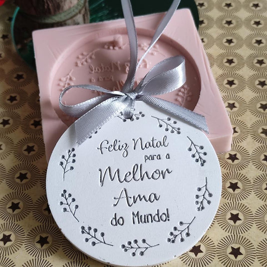 NA040MS -Molde em silicone, Feliz Natal para ama do Mundo