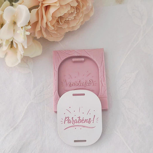 MF060MS - Molde em silicone -Etiqueta- Parabéns