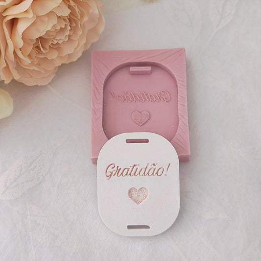 MF058MS - Molde em silicone -Etiqueta- Gratidão