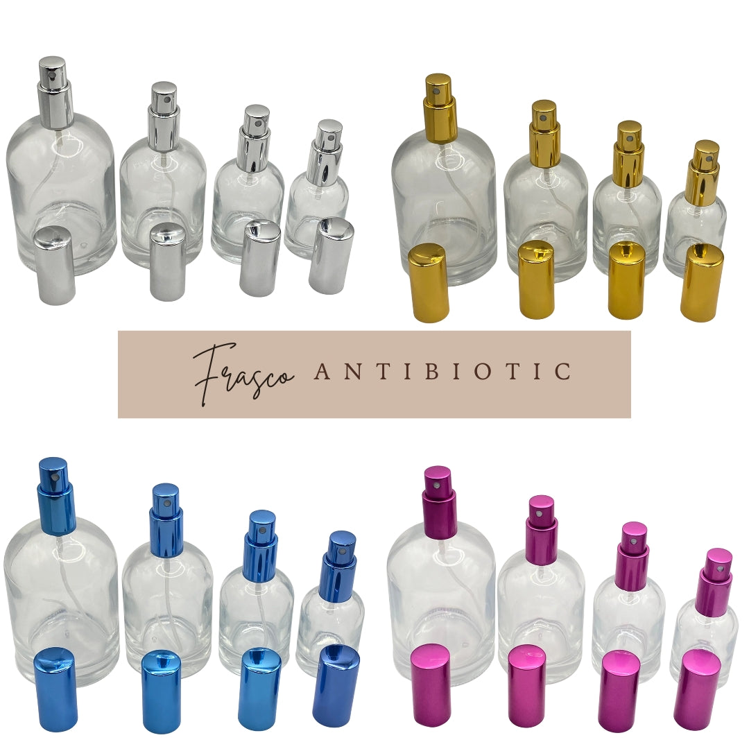 Frasco Vidro Transparente Perfume Antibiotic Rosca - 200mL- sem tampa