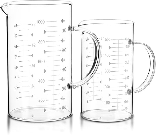 Conjunto de 2 Copos Medidores de Vidro 0,5L + 1L