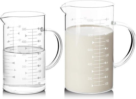 Conjunto de 2 Copos Medidores de Vidro 0,5L + 1L