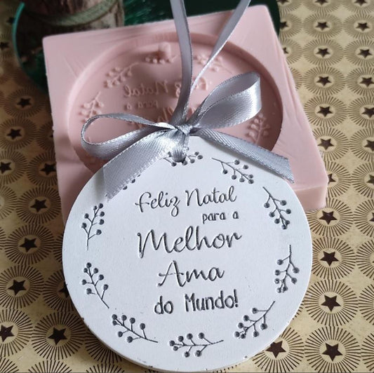 MF026MS - Placa Pingente Molde - Feliz Natal para a melhor Ama