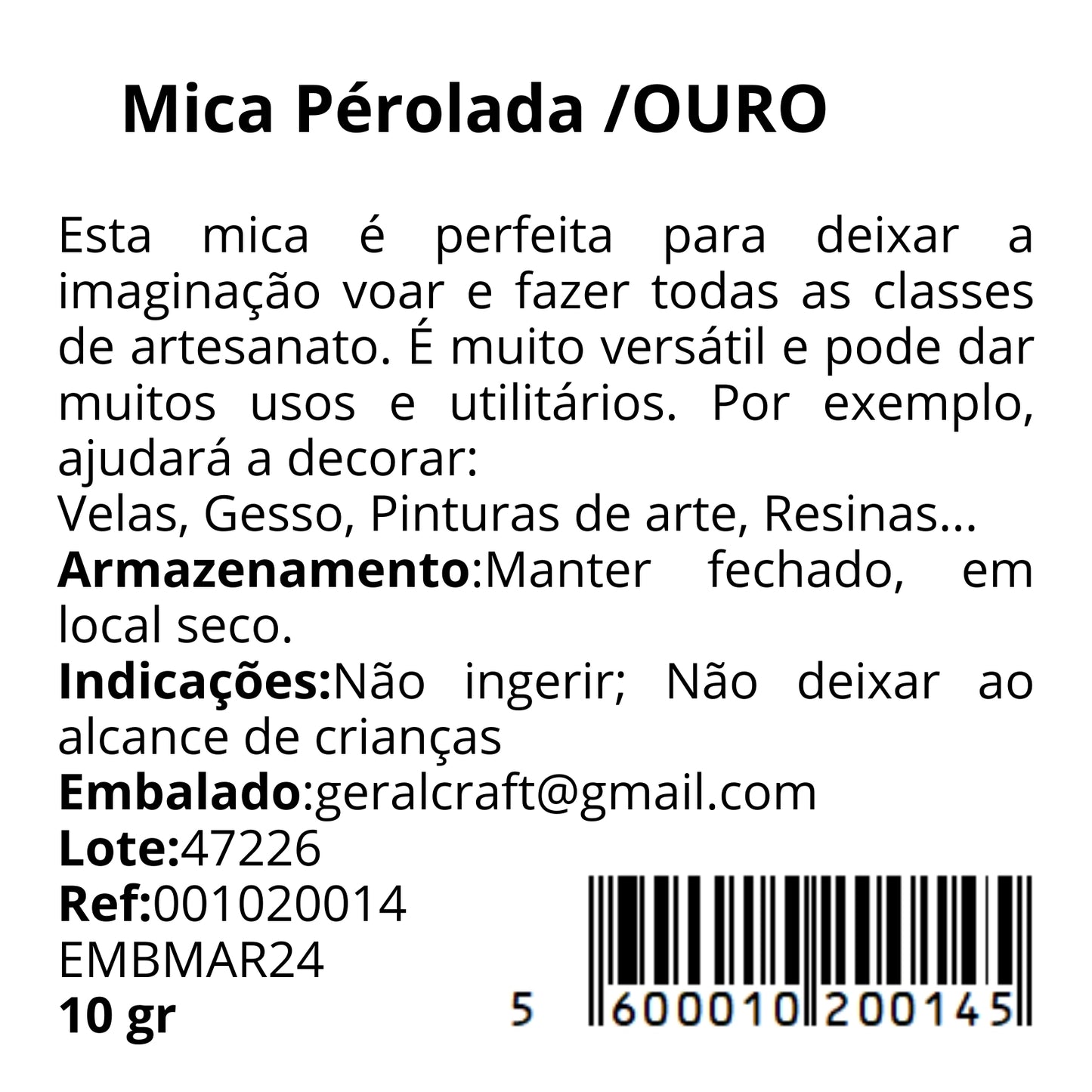 Mica Pó Perolado de grau técnico