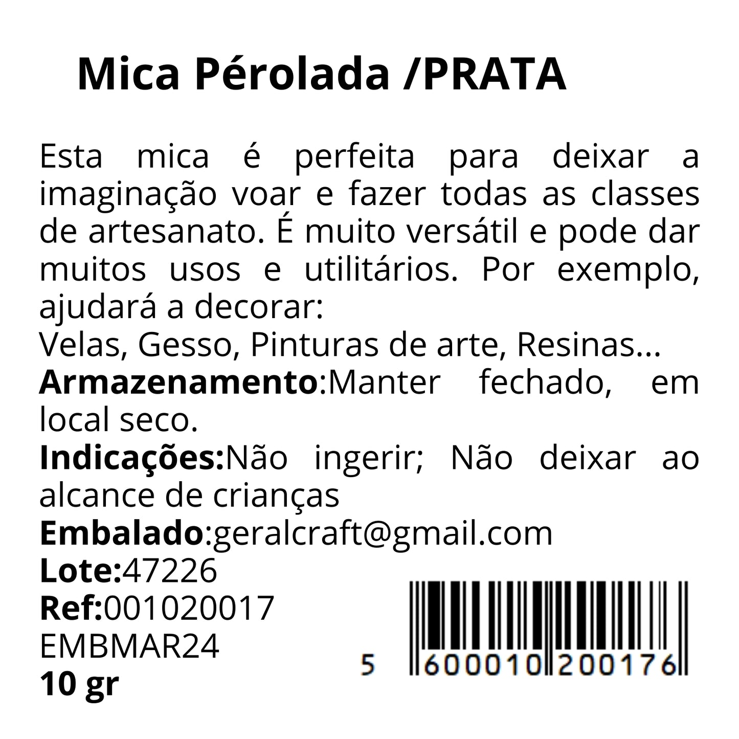 Mica Pó Perolado de grau técnico