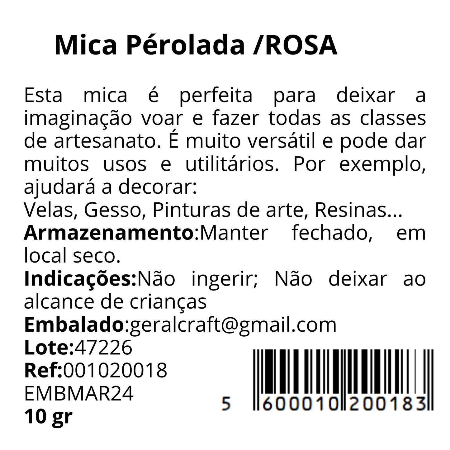 Mica Pó Perolado de grau técnico