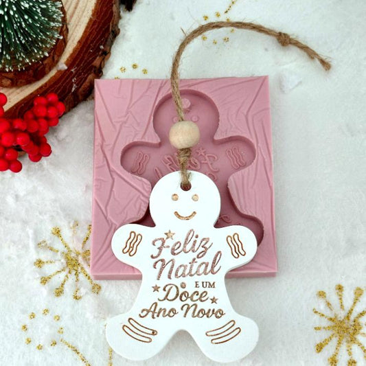 NA129MS- Molde em silicone - Boneco gengibre – Feliz Natal