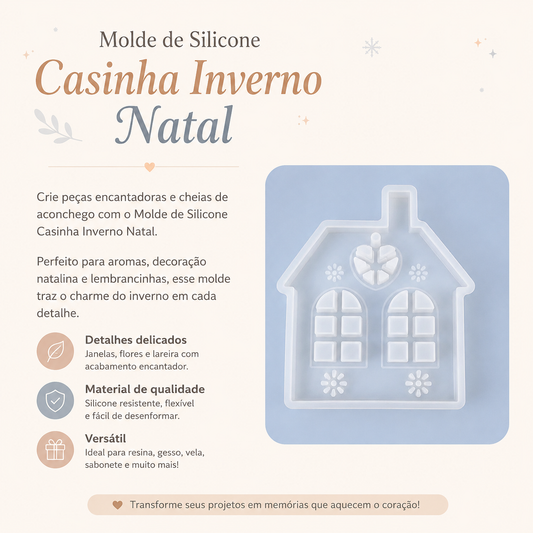 NA061MS - Molde de Silicone Casinha Inverno Natal