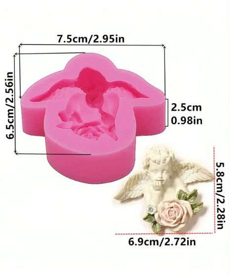 NA087MS - Molde Anjo com Rosa