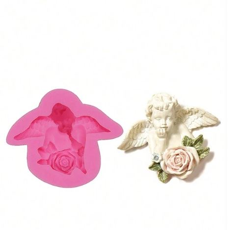 NA087MS - Molde Anjo com Rosa