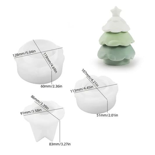 NA108MS - Molde Silicone Suporte Velas Natal 3 Peças