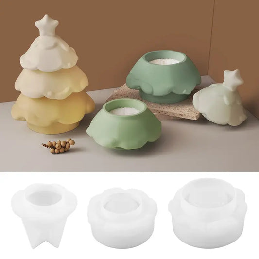 NA108MS - Molde Silicone Suporte Velas Natal 3 Peças
