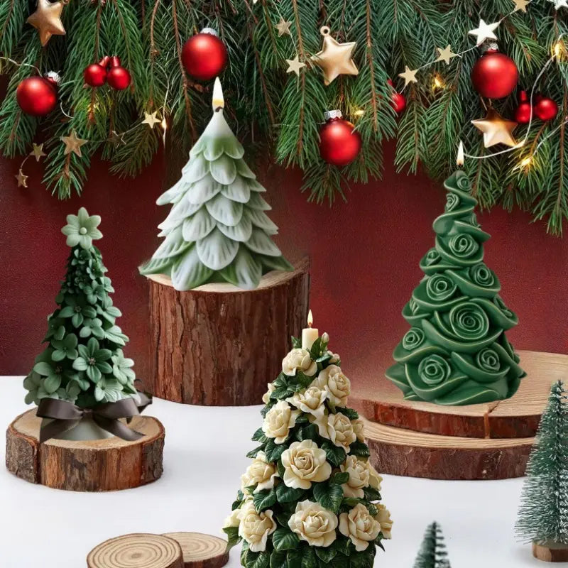 NA109MS - Molde Silicone Conj. 4 Árvores de Natal